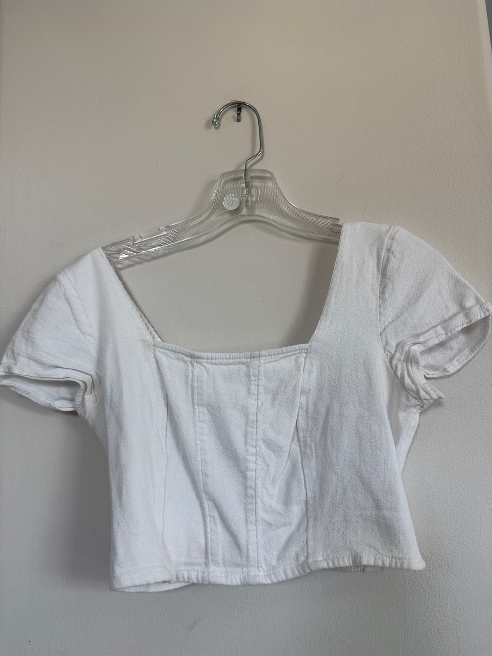 Hollister White Square-Neck Crop Top